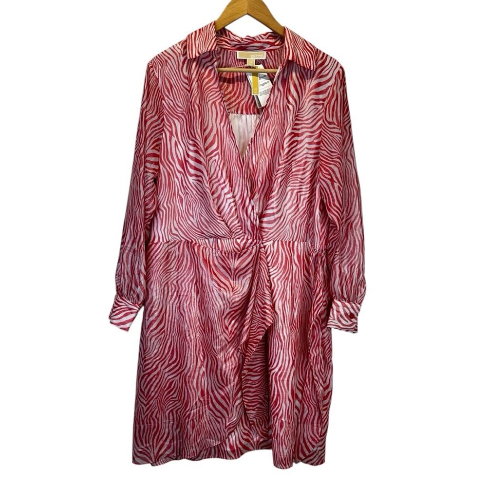 Michael Kors Zebra Print Wrap dress geranium - 0X - Picture 2 of 13